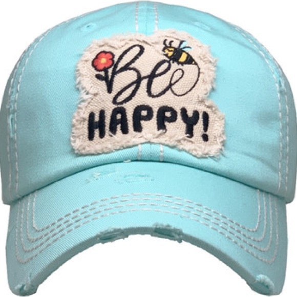 BEe HAPPY Distressed Vintage Baseball Cap - Picture 3 of 8